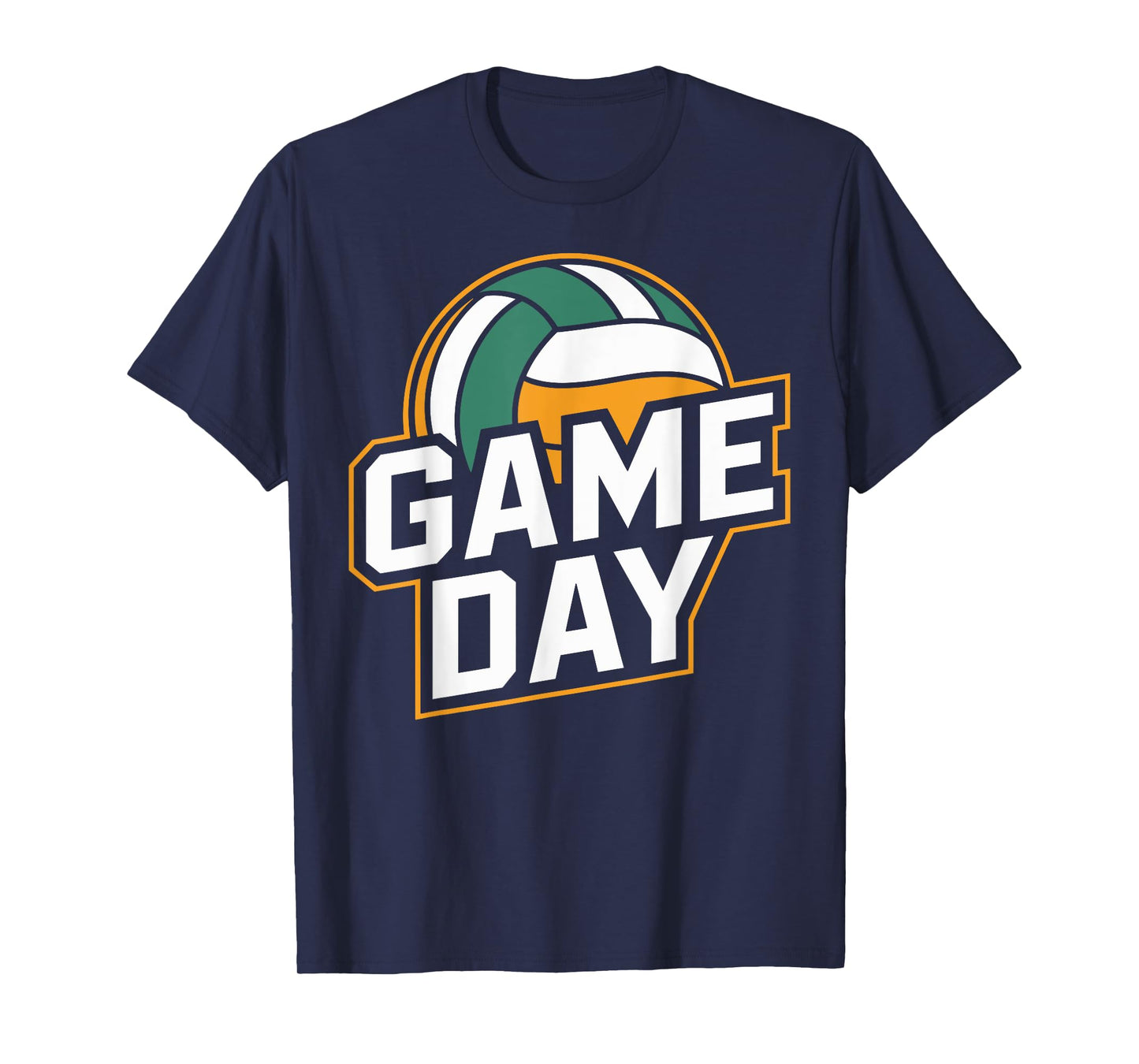 Game Day Volleyball Sport Colorful White, Green Ball Graphic T-Shirt