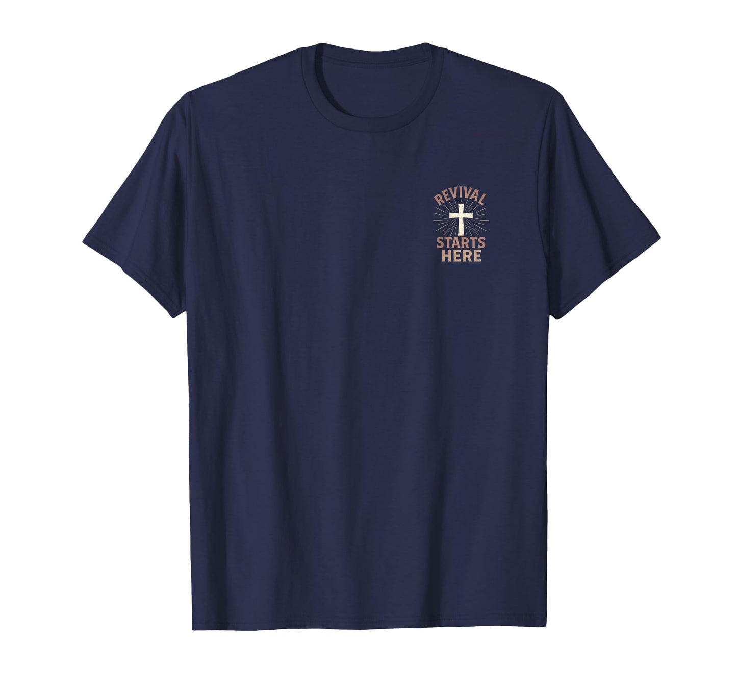 Revival Starts Here Minimalistic Bold Christian Cross T-Shirt