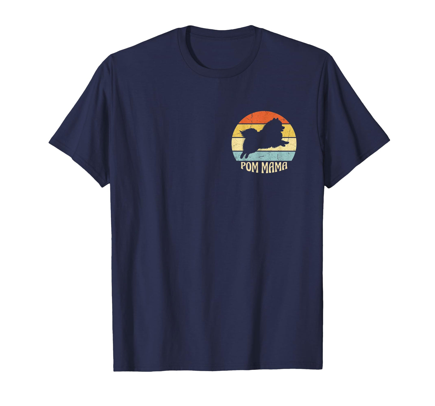 Pom Mama Retro Pomeranian Dog Vintage Sunset Art T-Shirt