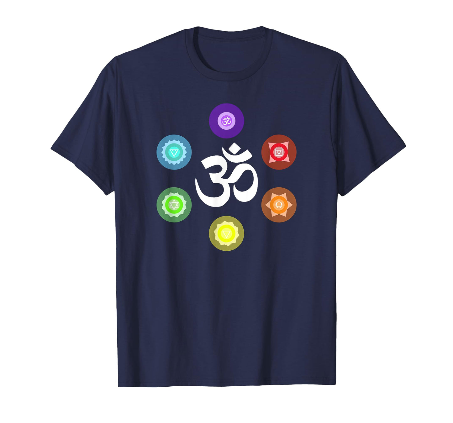 Sacred Geometry Yoga Metatrons Rainbow Chakras T-Shirt