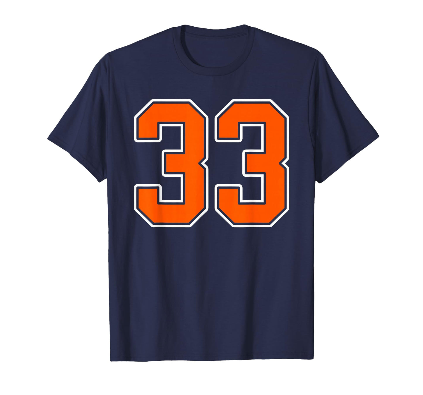 Orange White Number 33 Jersey Player Uniform #33 T-Shirt