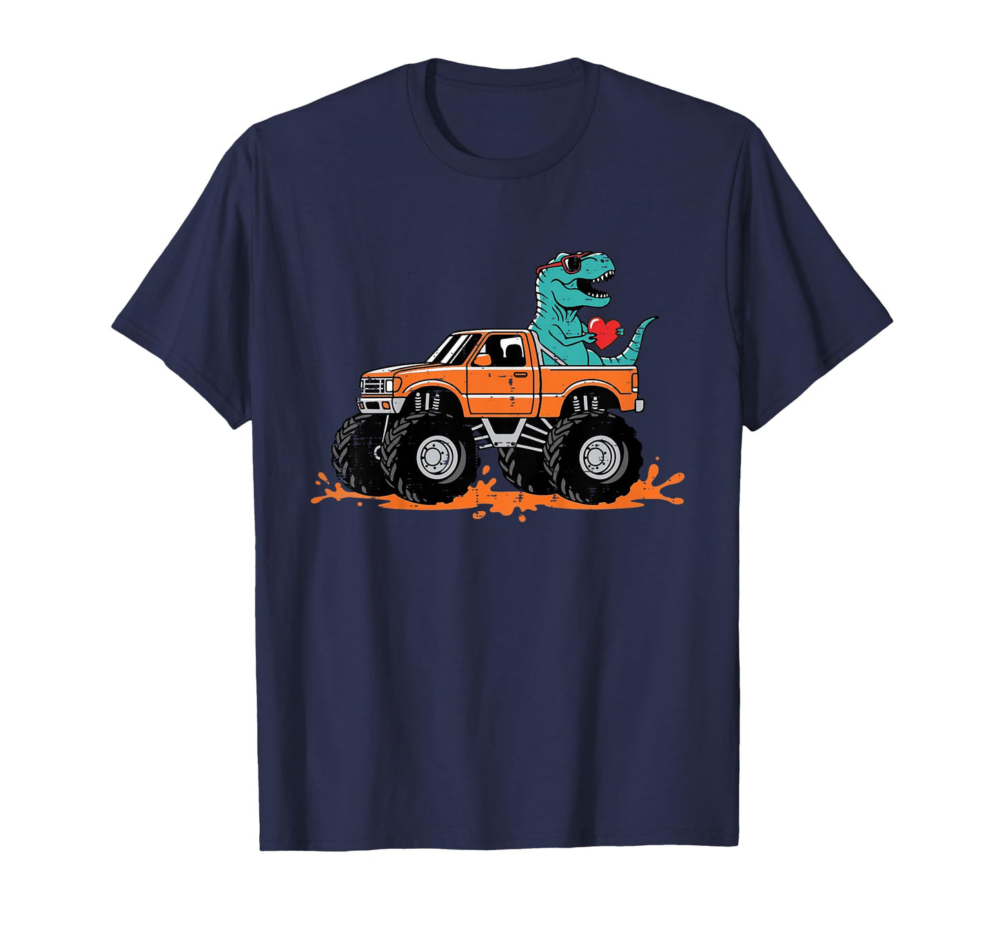 Kids Valentines Day Dino Trex Monster Truck Cool Boys Kids Youth T-Shirt