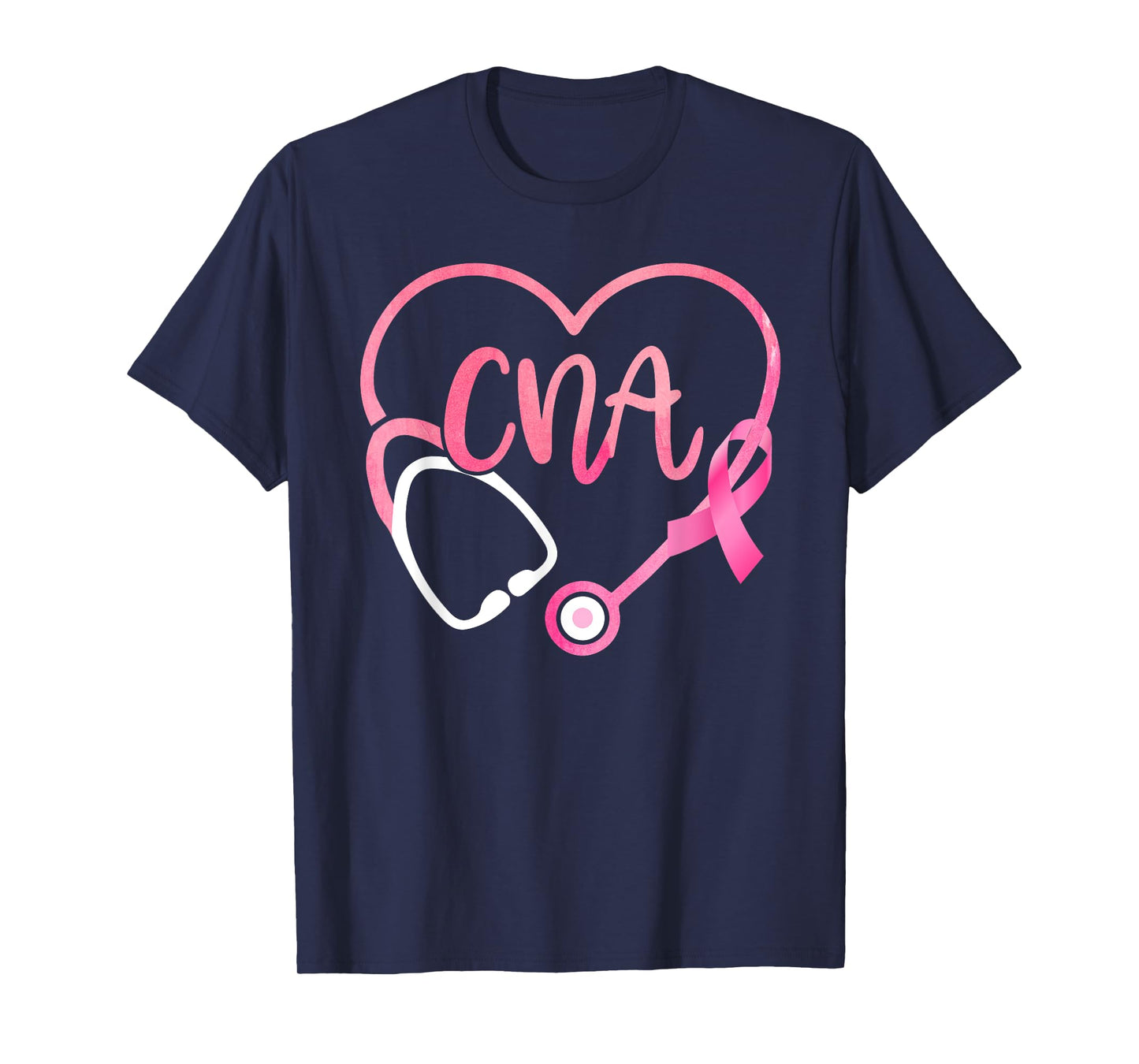 CNA Heart Stethoscope Pink Ribbon Breast Cancer Awareness T-Shirt