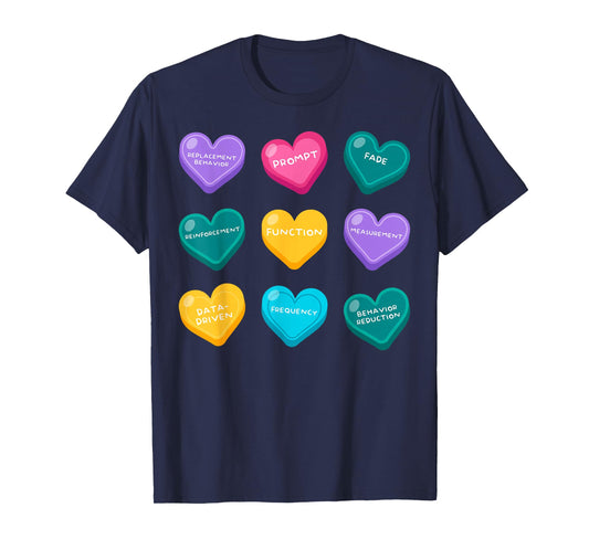 Behavior Analyst Valentine ABA Candy Heart Conversation RBT T-Shirt