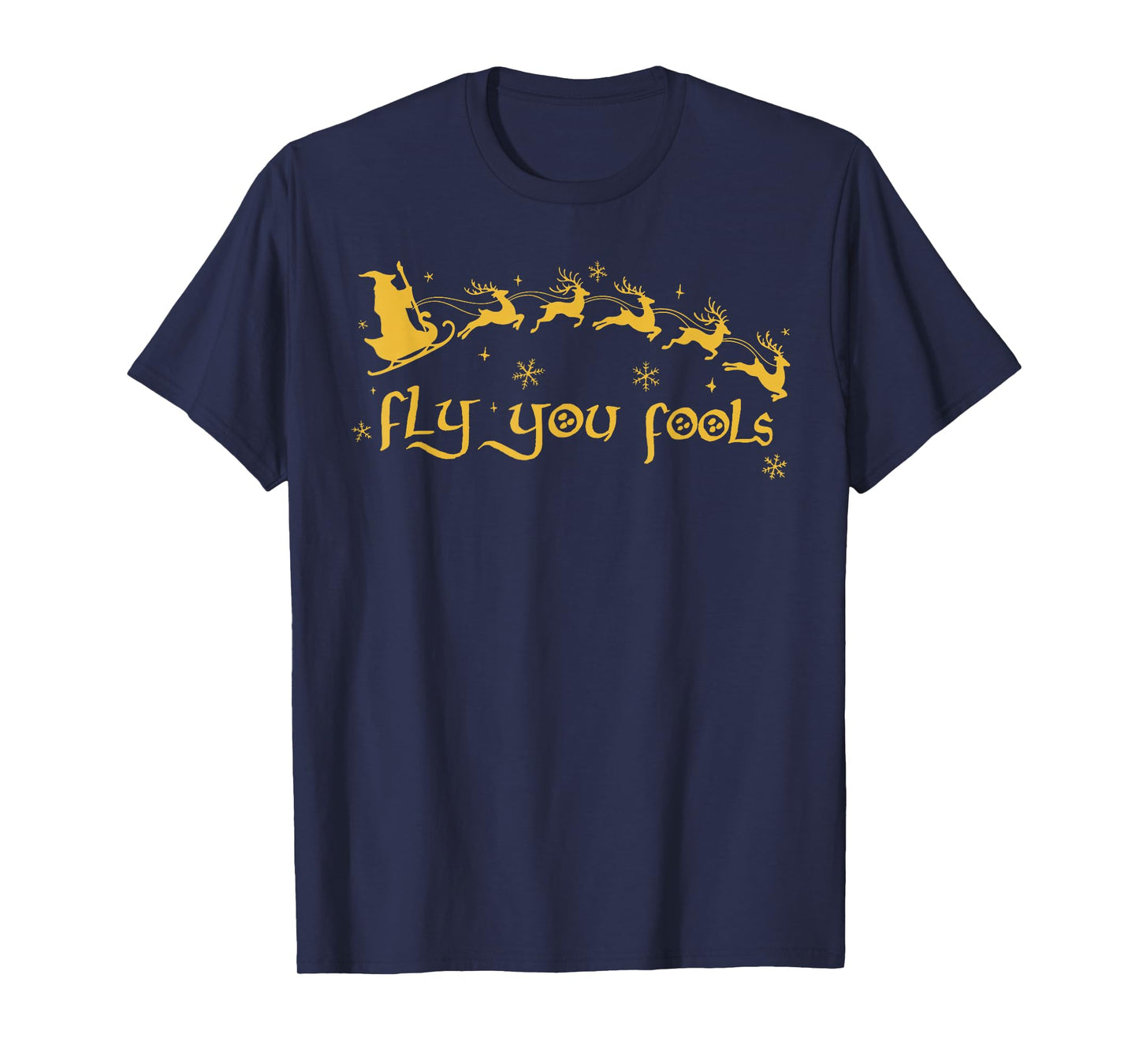 Funny Fly You Fools Christmas Santa Sleigh Reindeer Retro T-Shirt