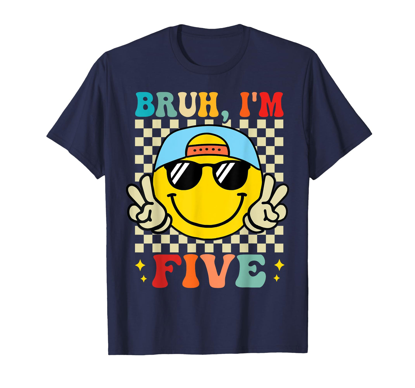 Bruh I'm Five 5 5th Birthday Groovy Boys Girls 5 Years Old T-Shirt