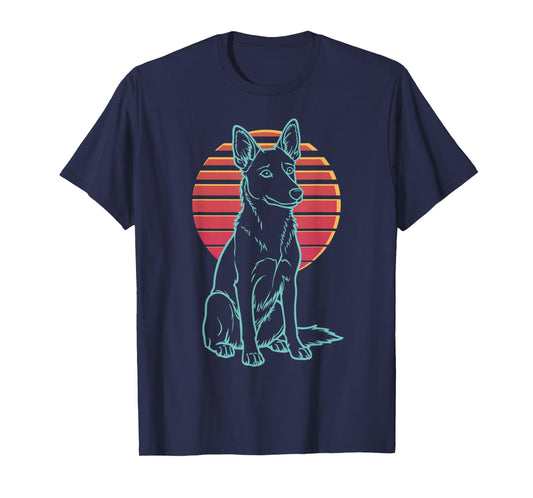 Australian Kelpie Lover Dog Owner Retro Synthwave 80s T-Shirt