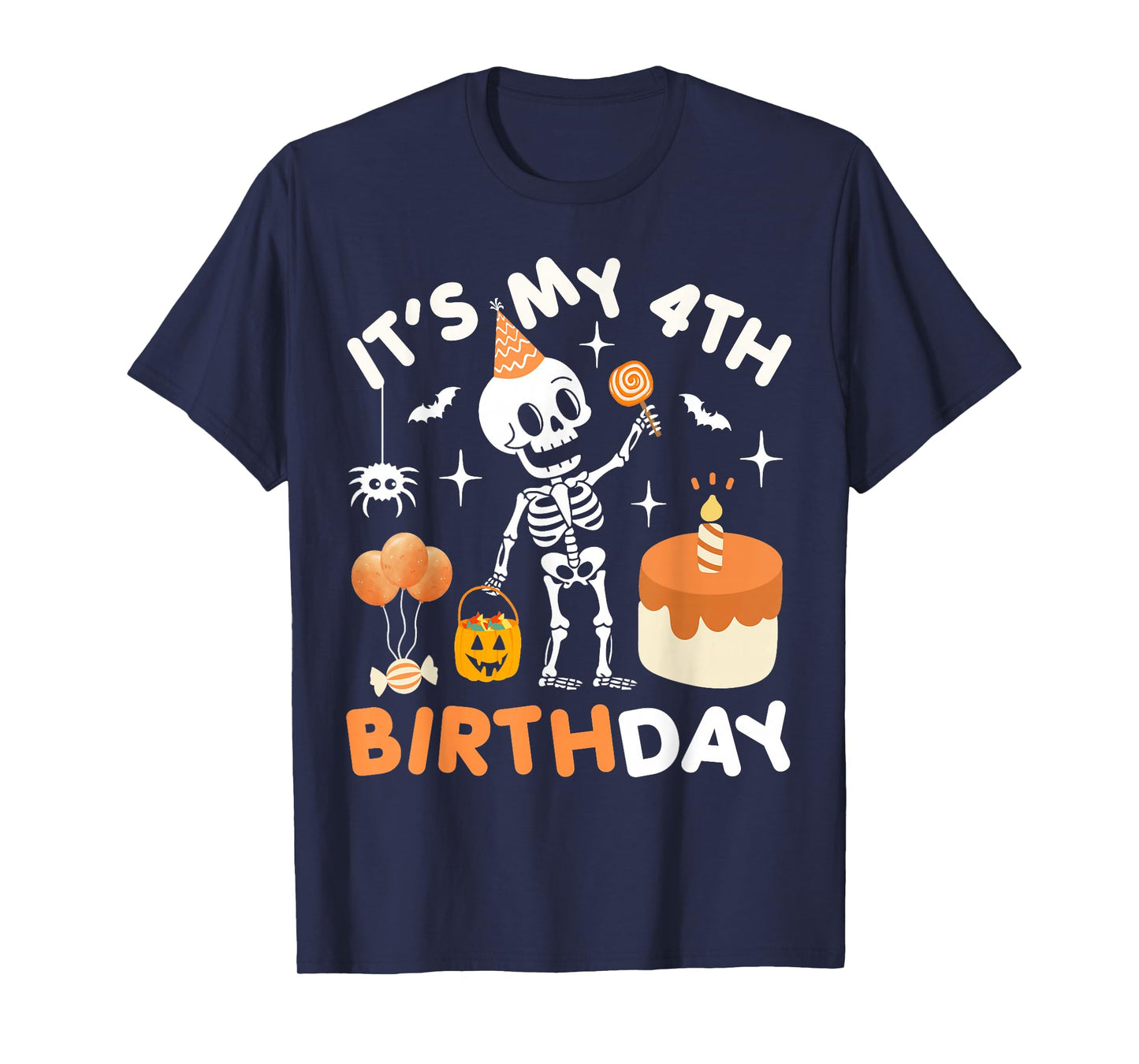 It's My 4th Birthday-Funny Halloween Skeleton 4th Bday Boys T-Shirt