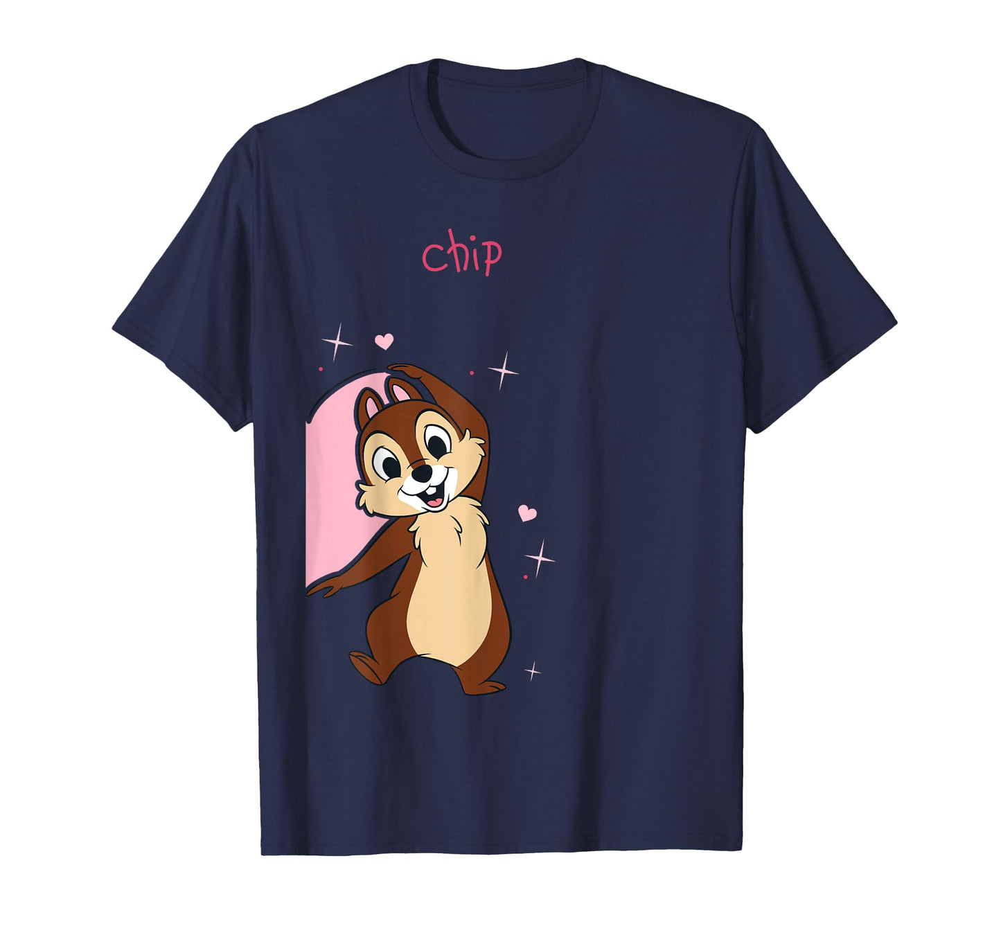 Disney Chip 'n Dale Rescue Rangers Chip Half Big Pink Hearth T-Shirt