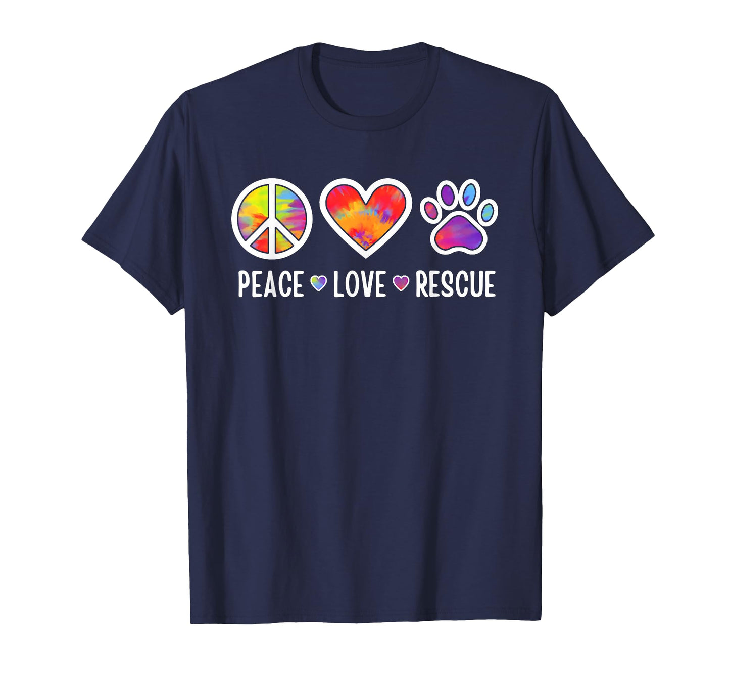 Peace Love Rescue Dogs Puppy Cute Paw Dog Lover Tie Dye T-Shirt