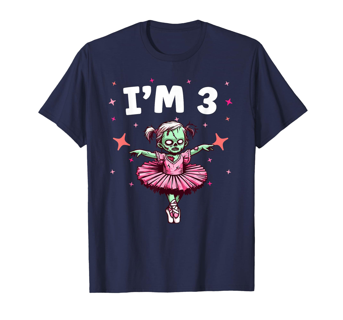 Ballerina Zombie Birthday 3rd Birthday Party I'm 3 T-Shirt