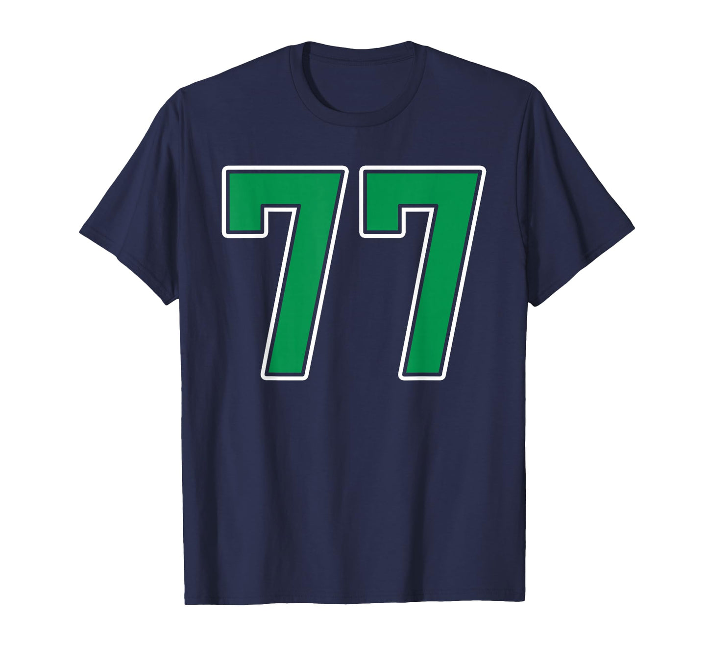 Kelly Green White Number 77 Jersey Player Uniform #77 T-Shirt