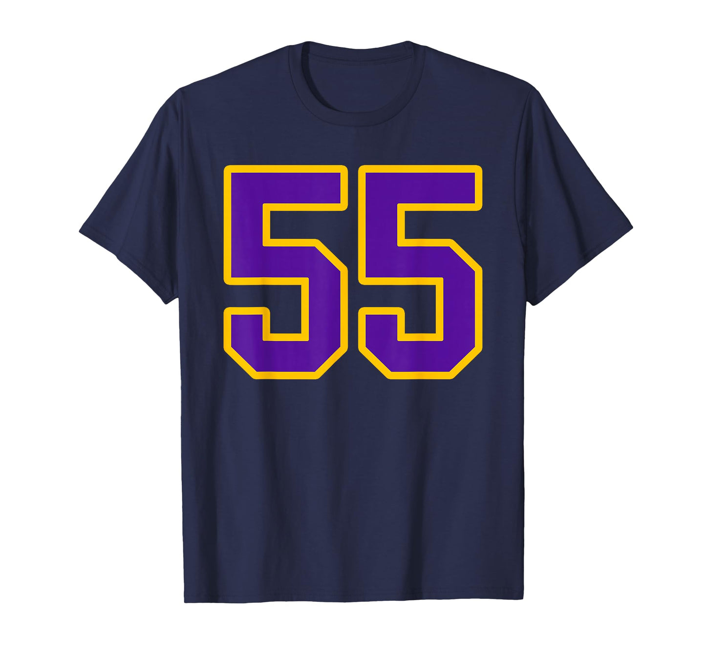 Purple and Gold Number 55 Jersey Player Uniform #55 Fan T-Shirt