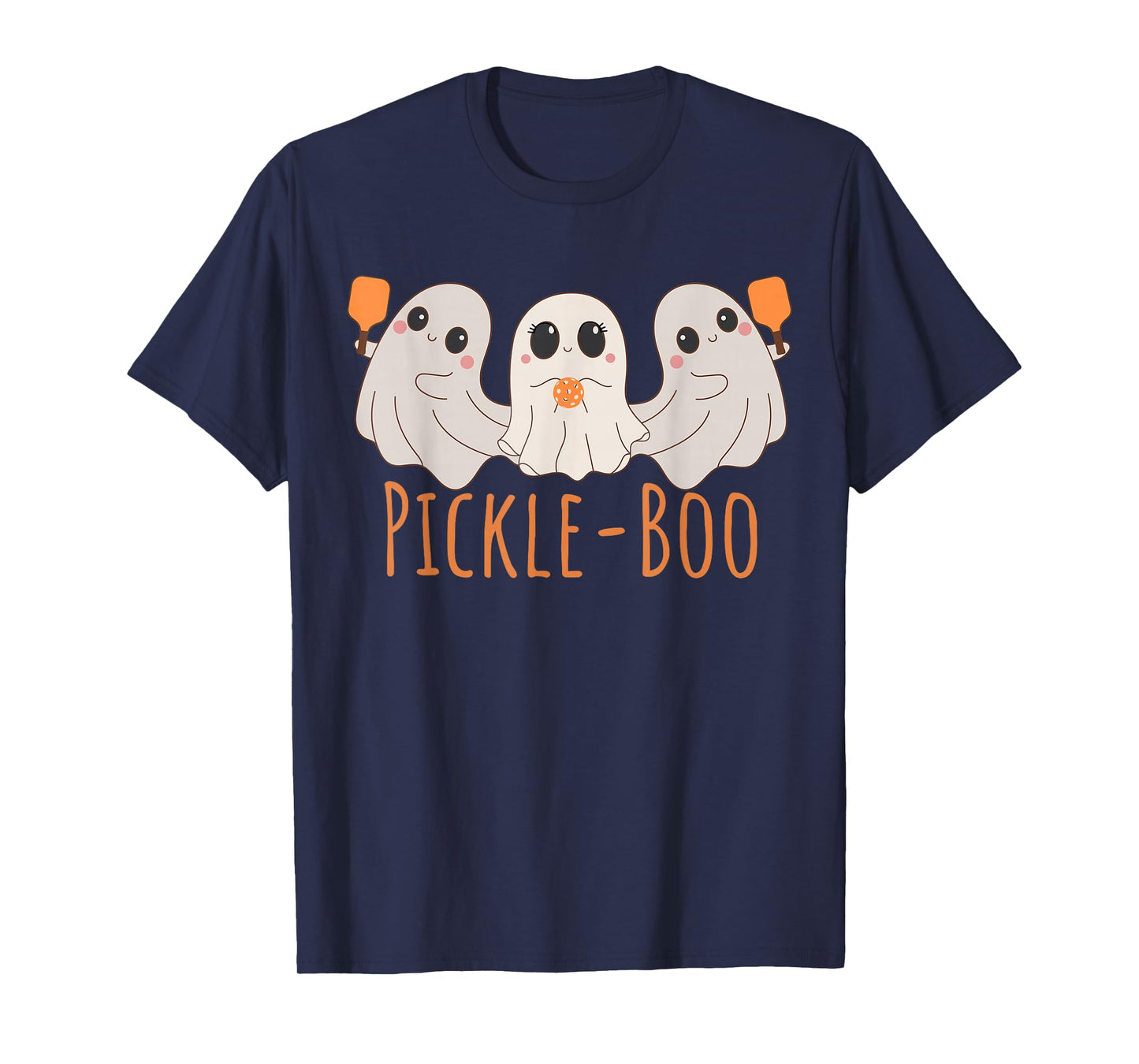 Fun Pickle-boo Ghost Playing Pickleball Halloween Paddleball T-Shirt