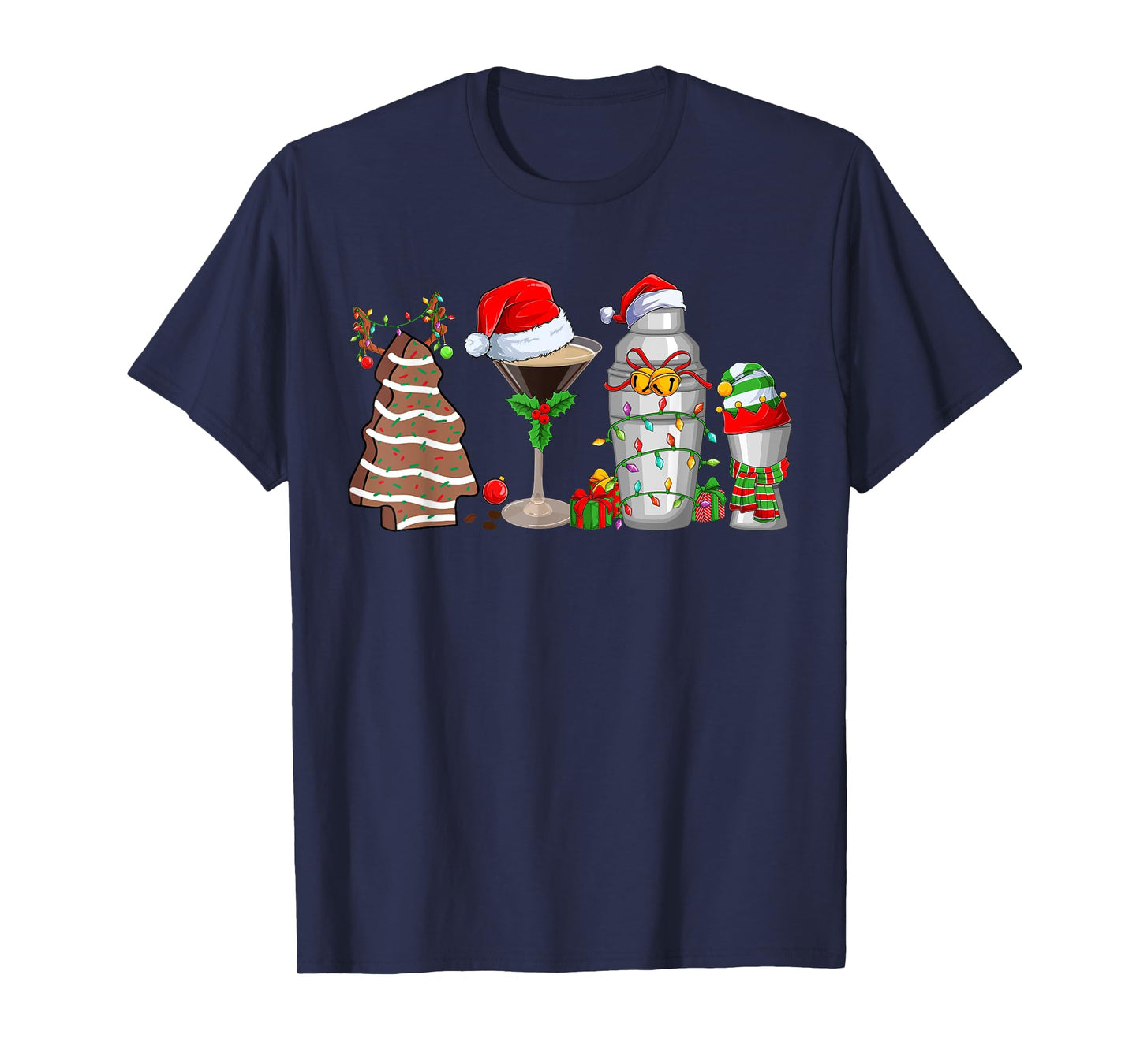Christmas Cocktail Espresso Martini Drinking Party Bartender T-Shirt