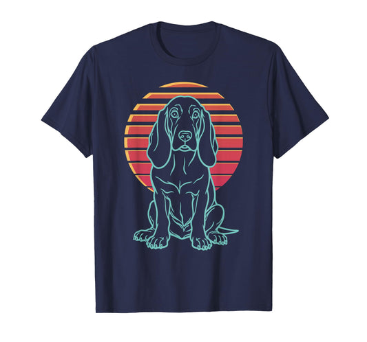 Basset Hound Lover Dog Owner Retro Synthwave 80s T-Shirt