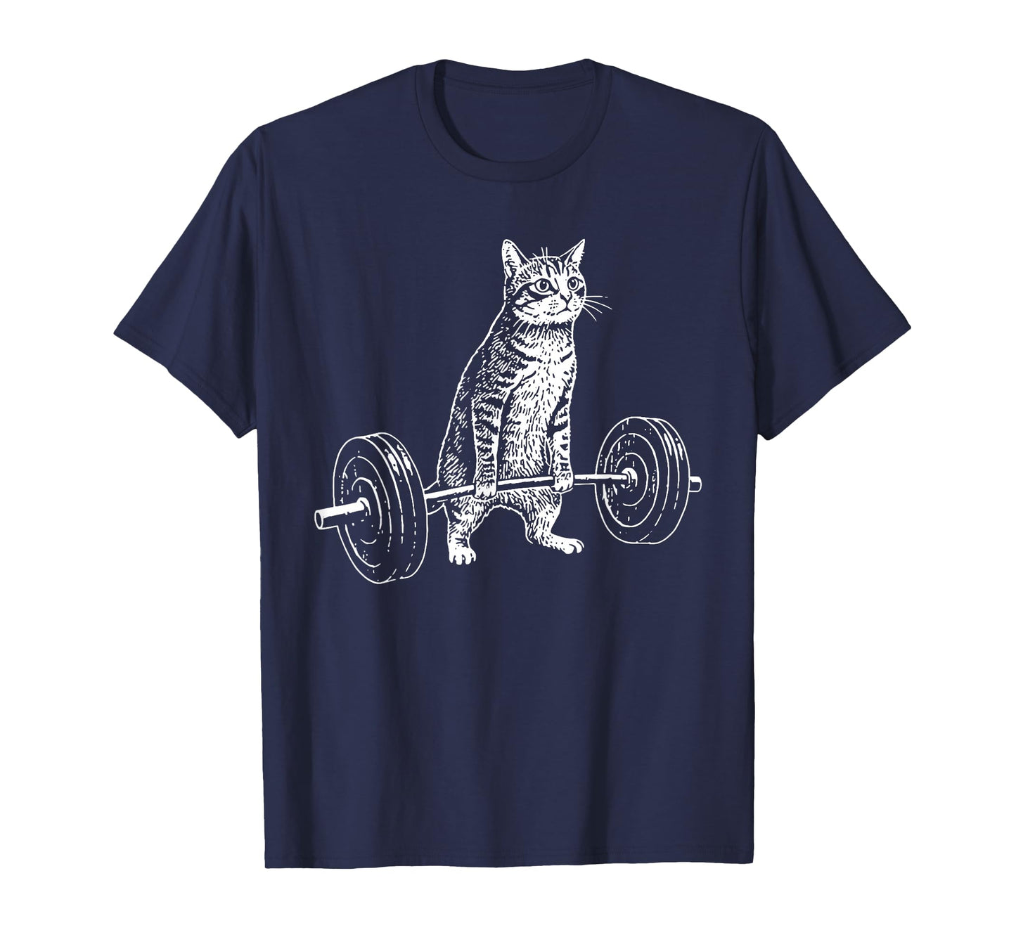 Cat Lifting Barbell Funny Fitness Workout Humor T-Shirt