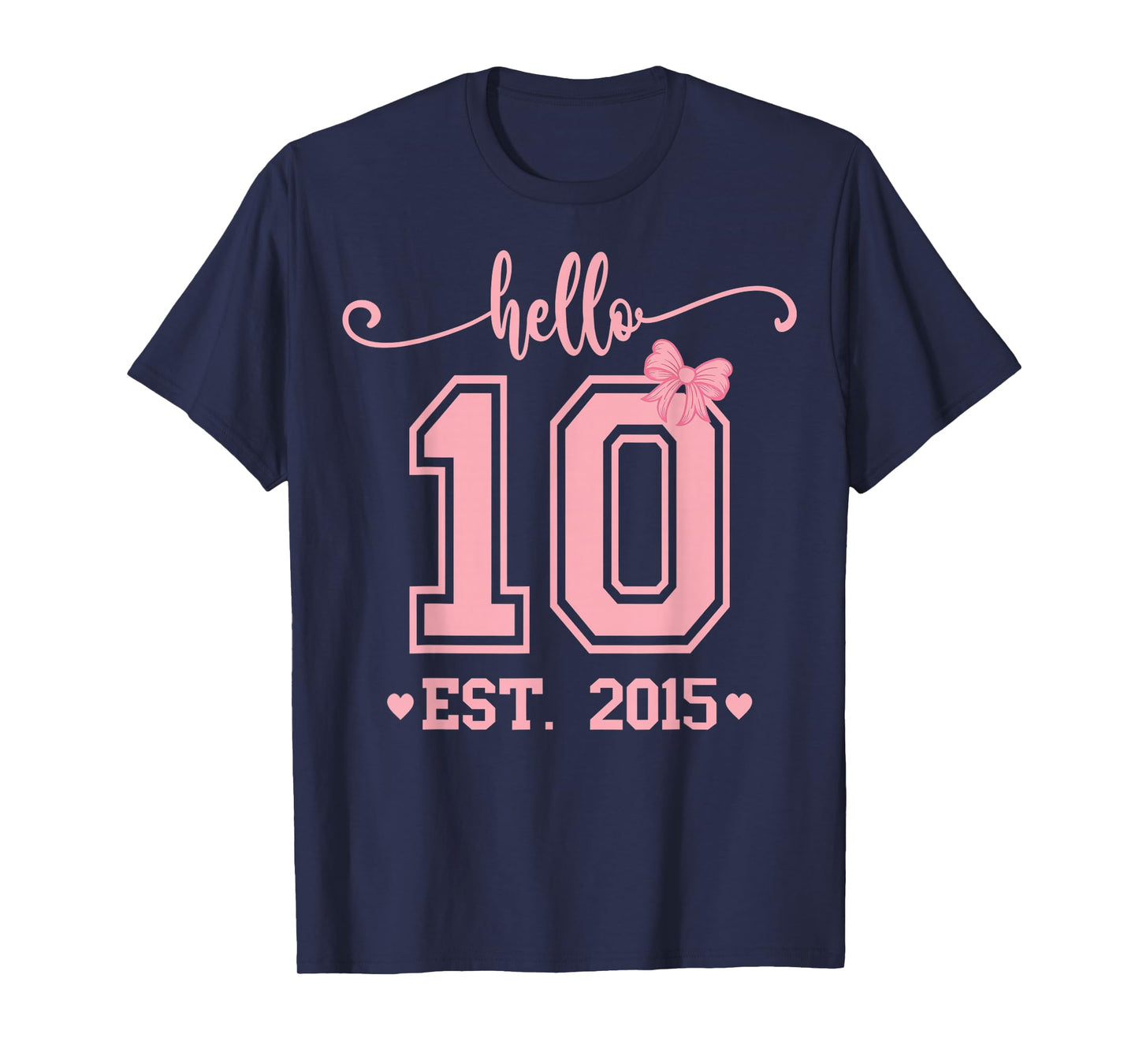 Hello Ten Double Digits Cute Coquette Bow 10th Birthday Girl T-Shirt