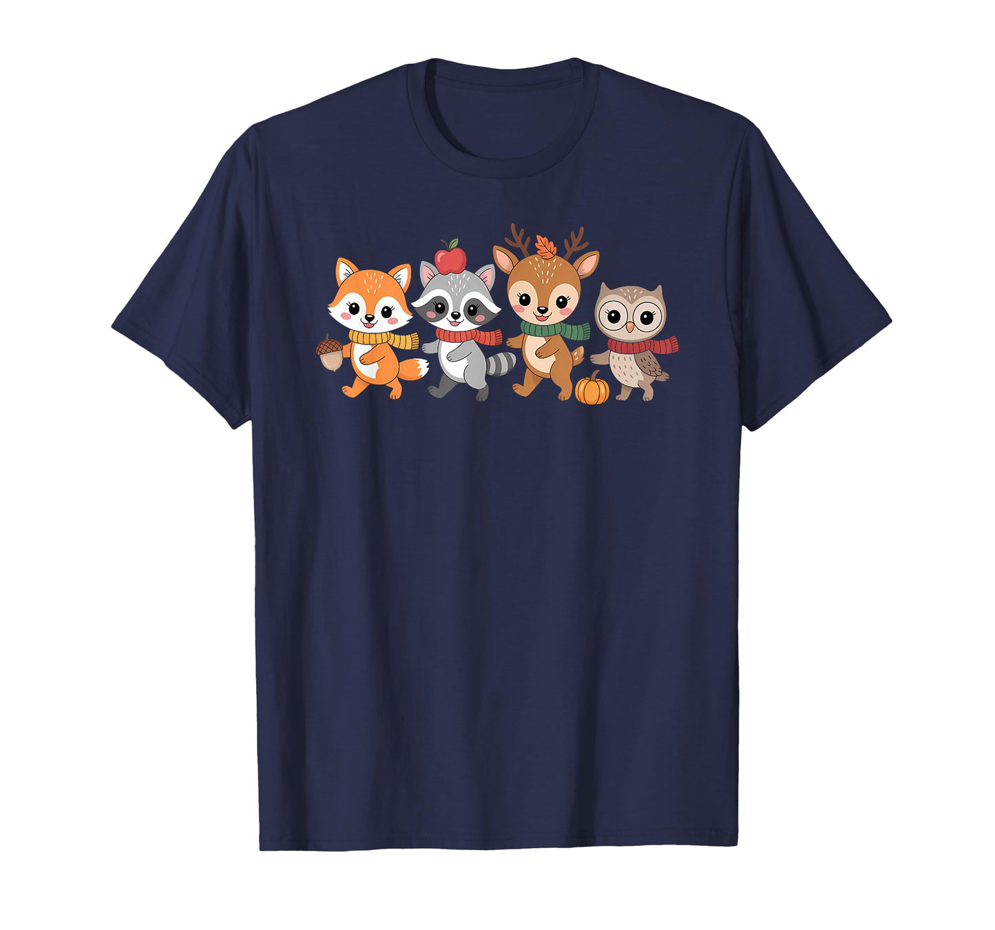 Autumn Woodland Animals Fall Critters with Scarves Cute T-Shirt