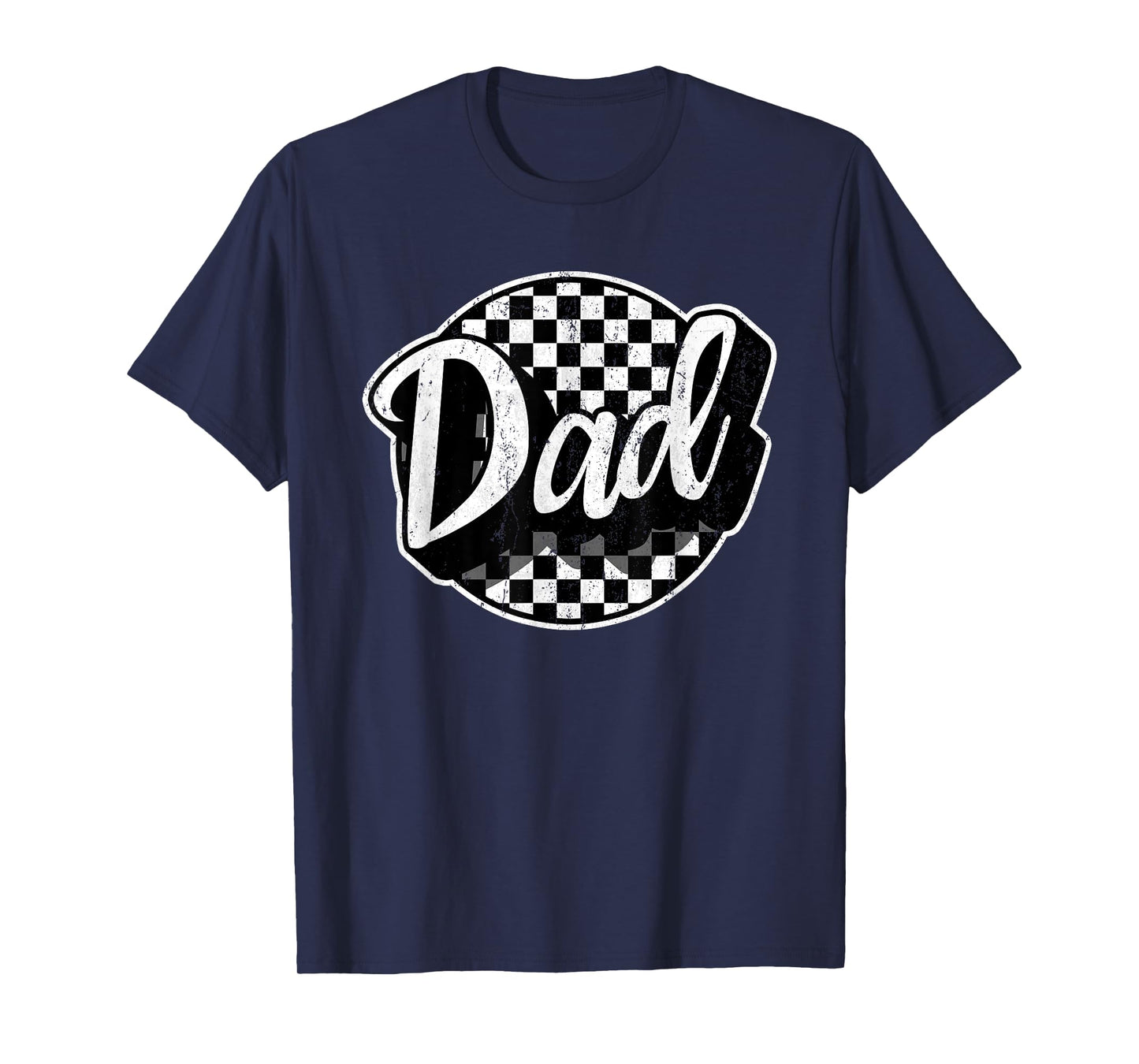 Checkered Dad Black White Funny Race Dad Father's Day T-Shirt