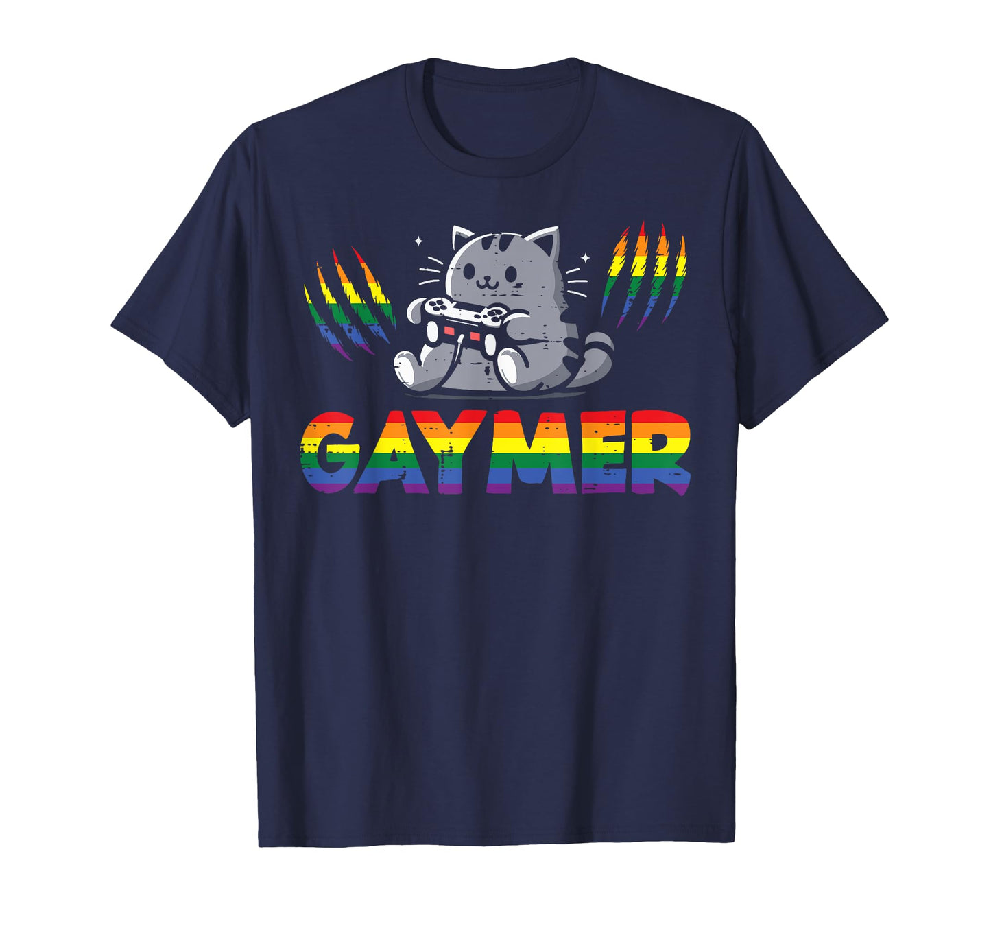 Gay Pride Month Gaymer Cat LGBTQ Ally Gamer Men Boys Kids T-Shirt