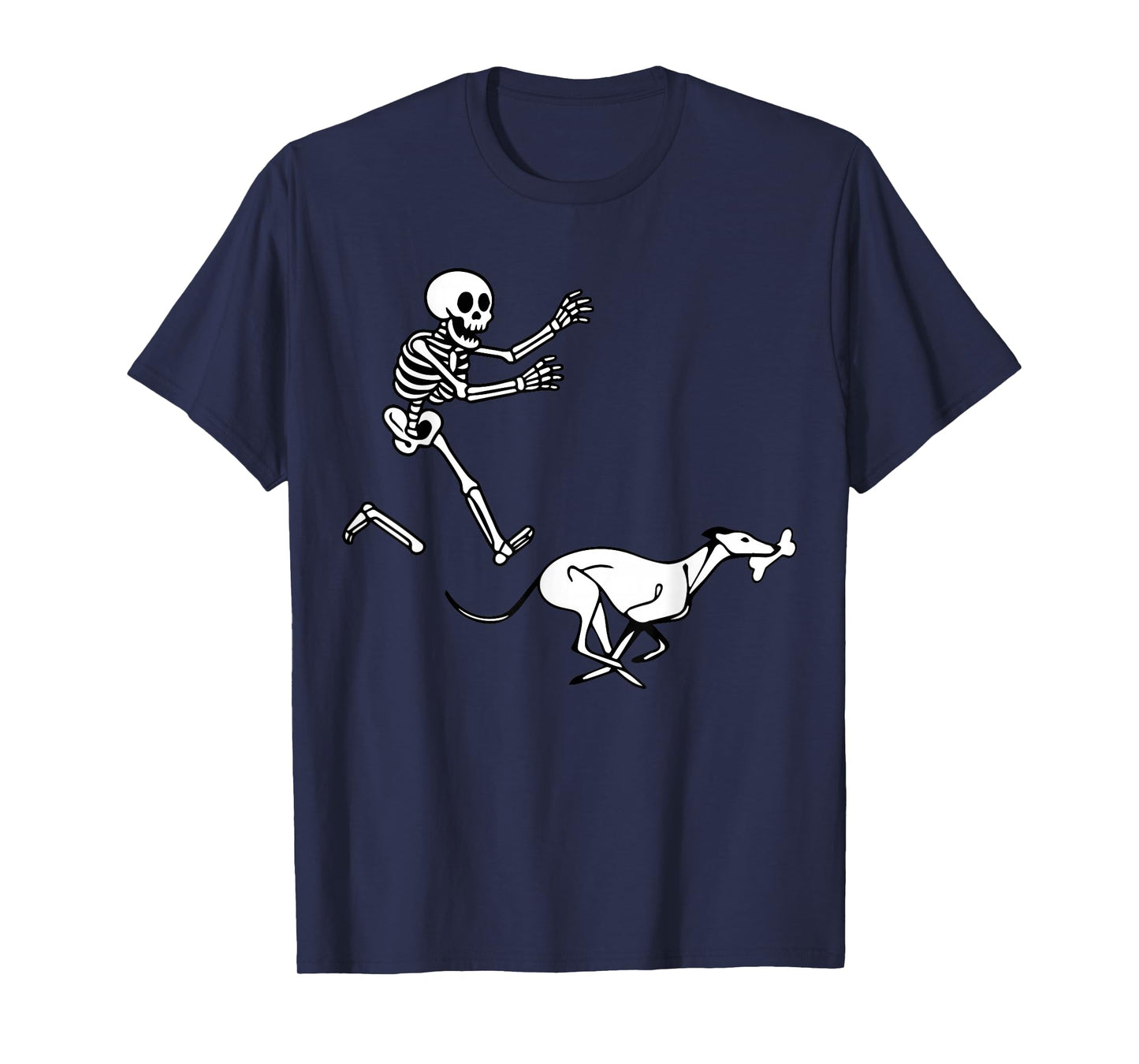 Funny Greyhound Running Skeleton Halloween T-Shirt
