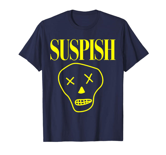 Suspish Skull Design Funny Cartoon Spooky True Crime T-Shirt
