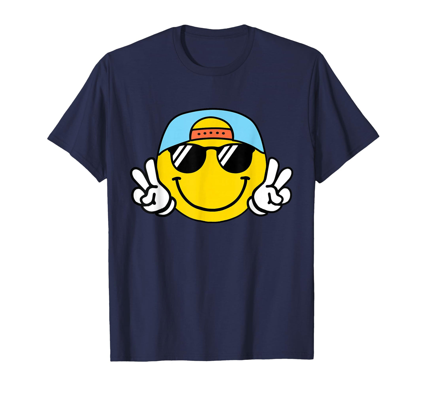 Yellow Smile Face Cute Checkered Peace Smiling Happy Face T-Shirt