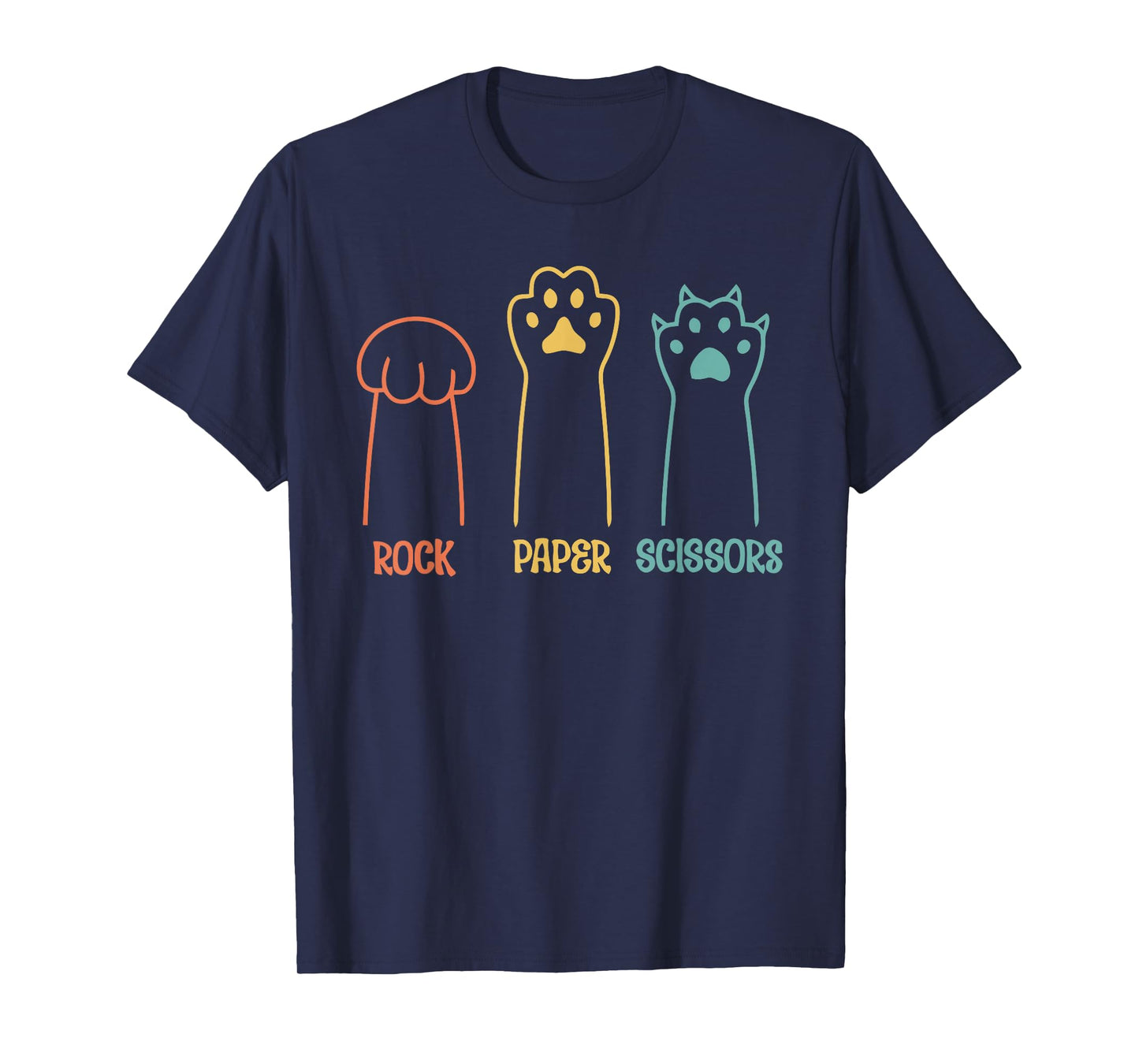 Rock Paper Scissors Cat Paw Humor Hand Game Funny Cat T-Shirt