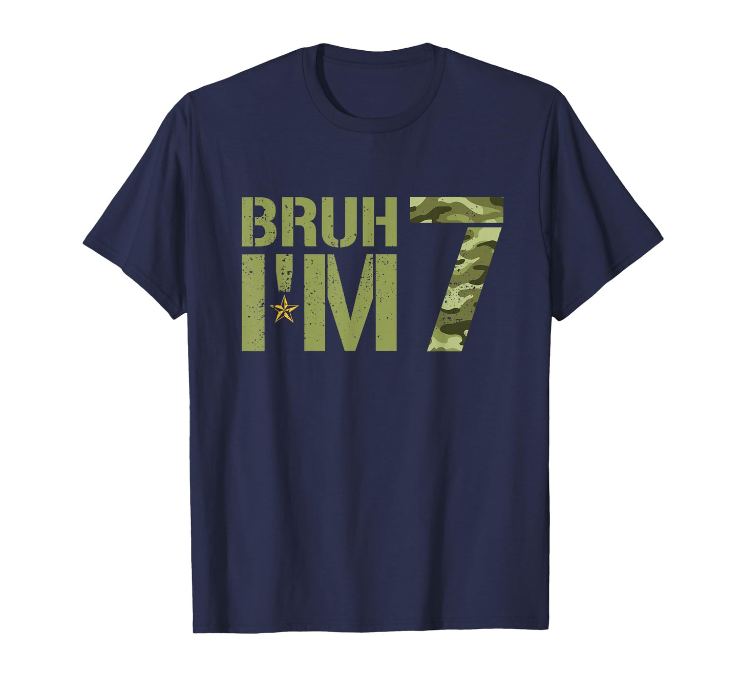 Bruh It's My 7th Birthday I'm 7 Birthday Retro Camo T-Shirt