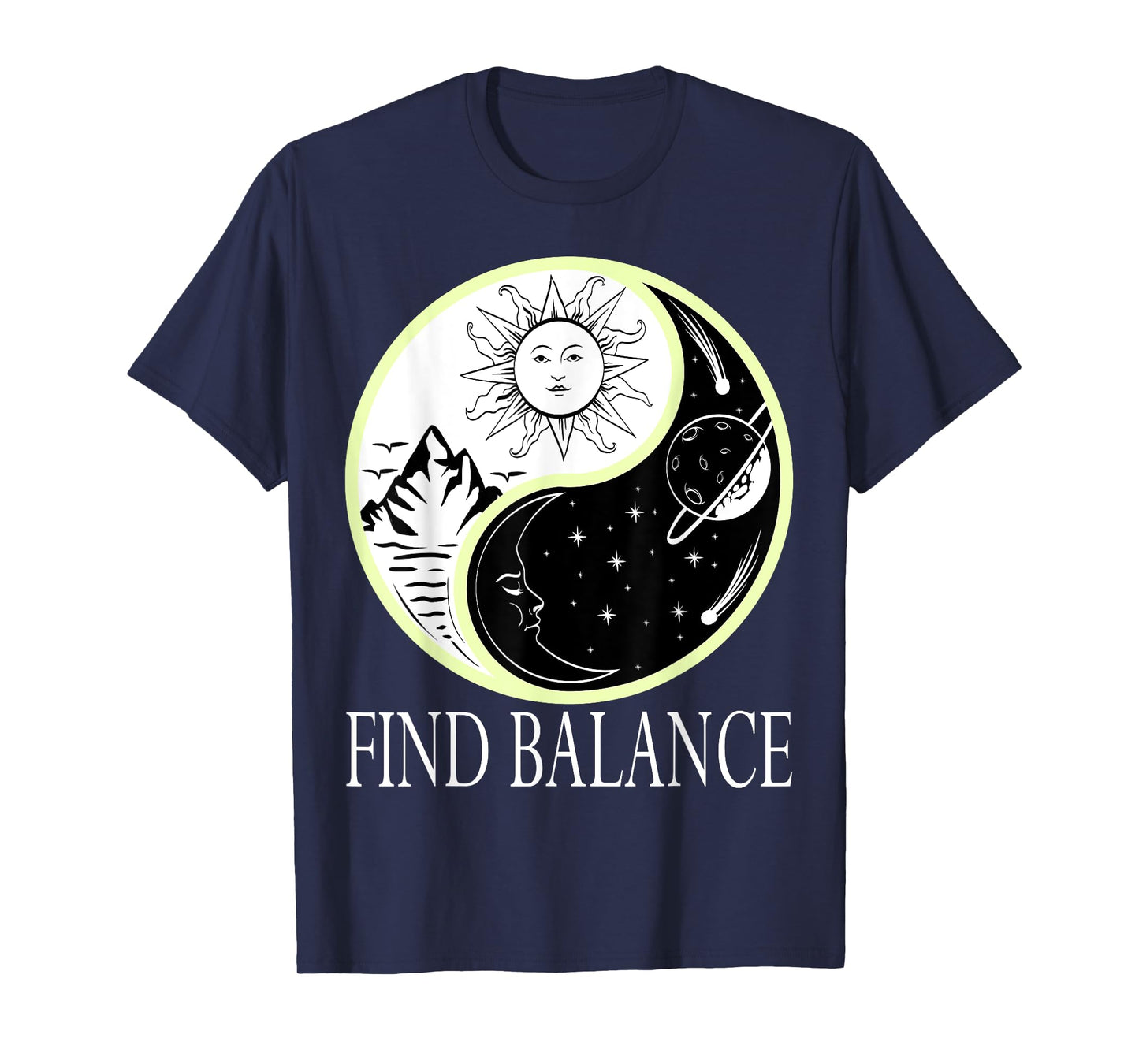 Find Balance Yin Yang Positive Vibes Yoga Motivation T-Shirt