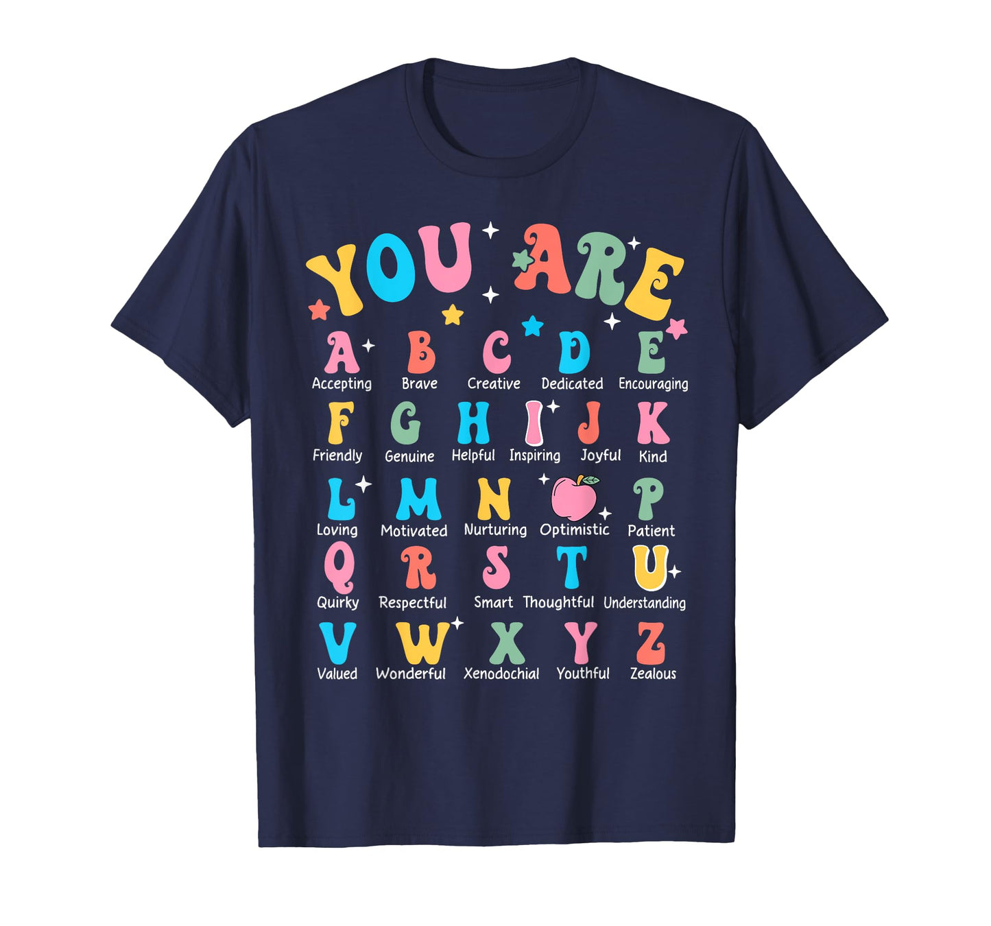 Alphabet Kindergarten Elementary School Teachers Students T-Shirt