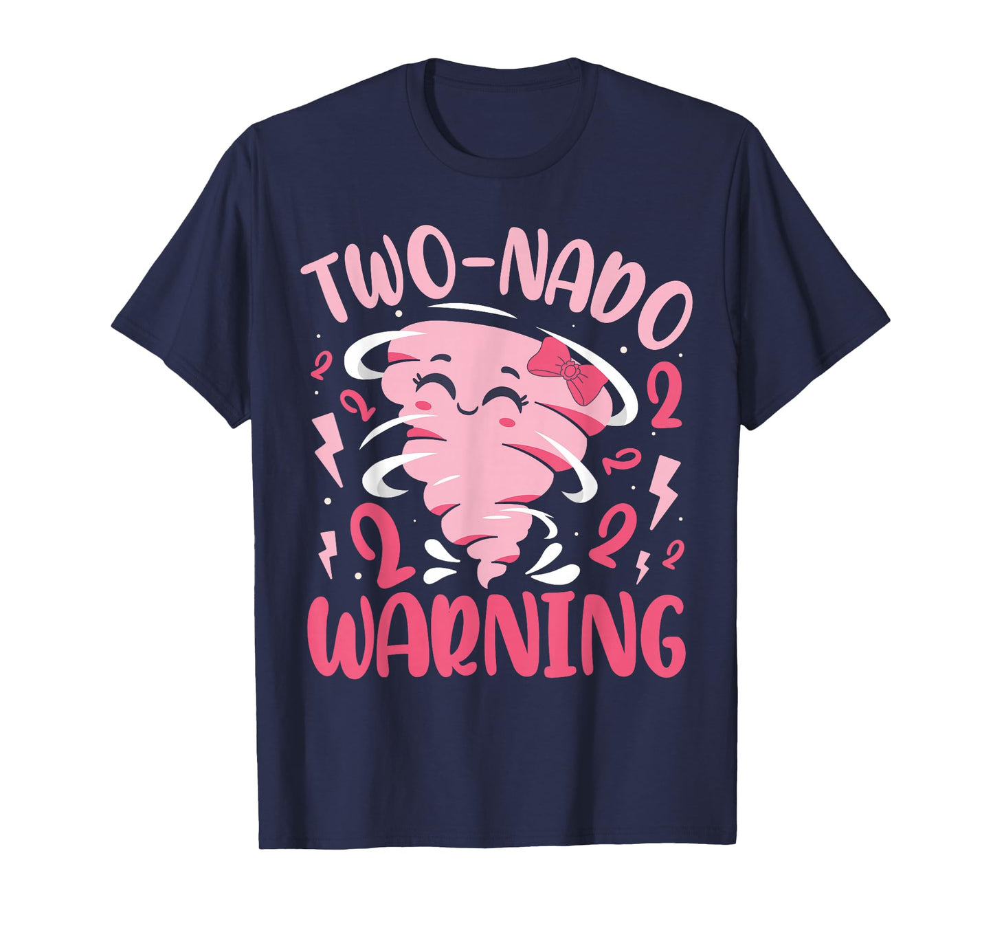 Kids Two-nado Warning 2nd Birthday Pink Tornado Birthday T-Shirt