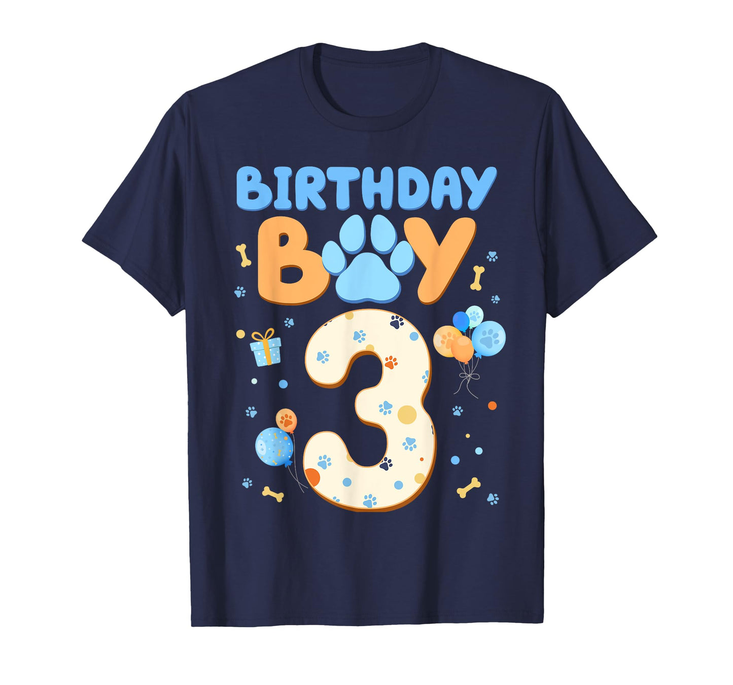 3nd Birthday Boy Blue Dog Theme Party two Cool 3 Year Old T-Shirt
