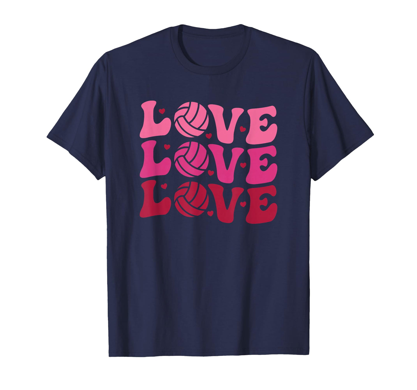 Volleyball Valentine's Day Sports Trendy Retro Cute Hearts T-Shirt
