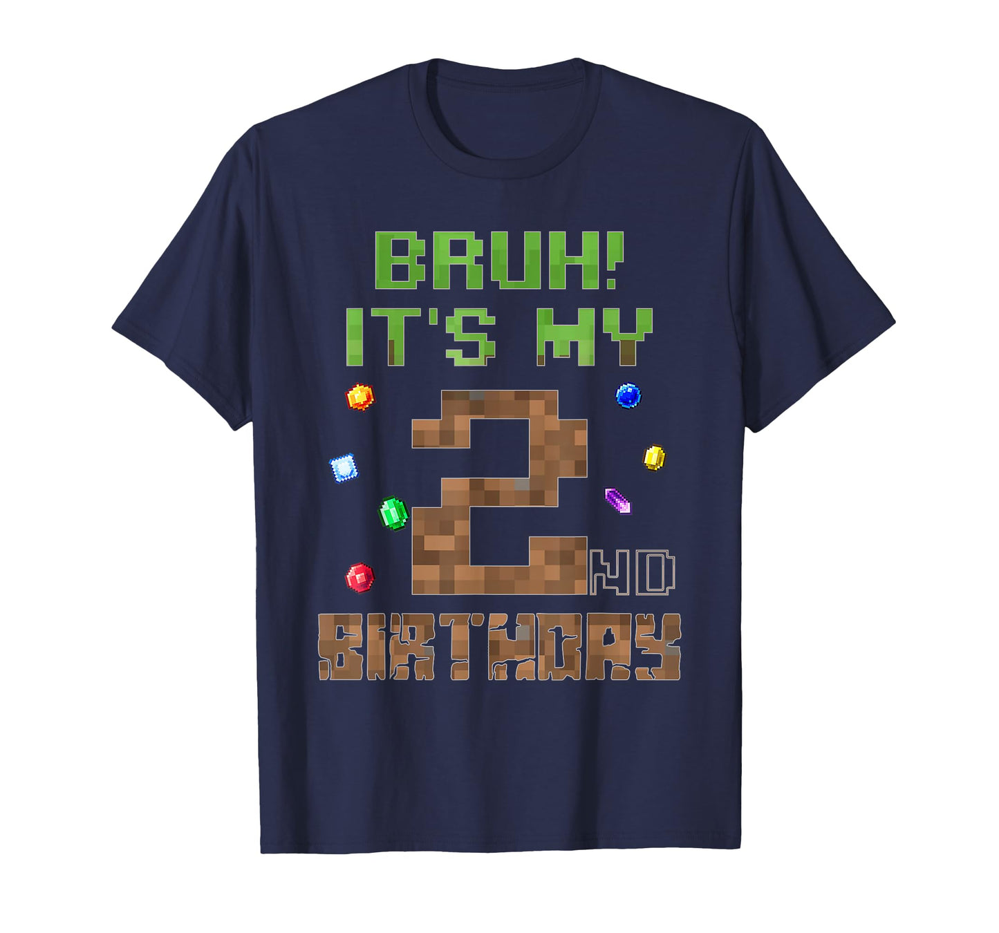 B-Day Boy Shirt Bruh It's My 2nd Birthday Video Game Pixel T-Shirt