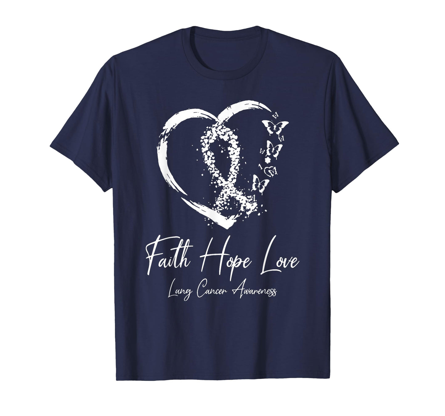 White Ribbon Faith Hope Love Support Lung Cancer Warrior T-Shirt