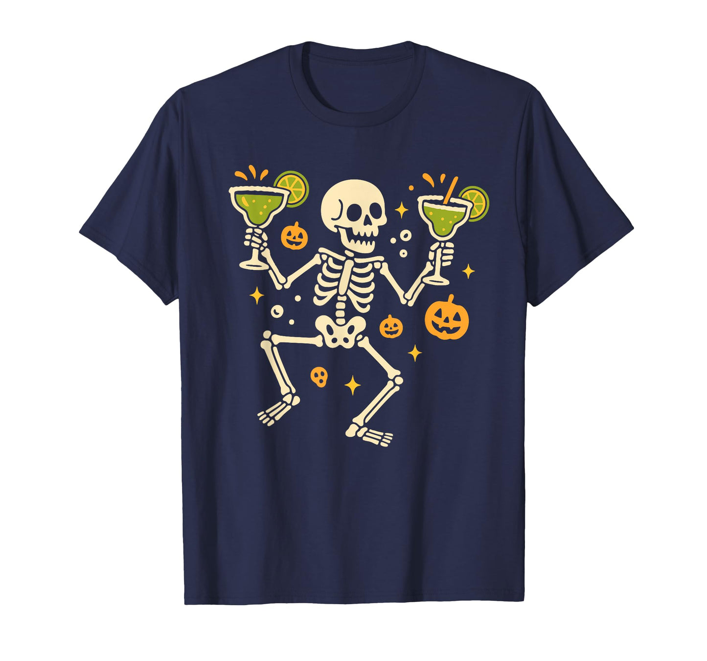 Funny Skeleton Drinking Margaritas Halloween Drinking Party T-Shirt