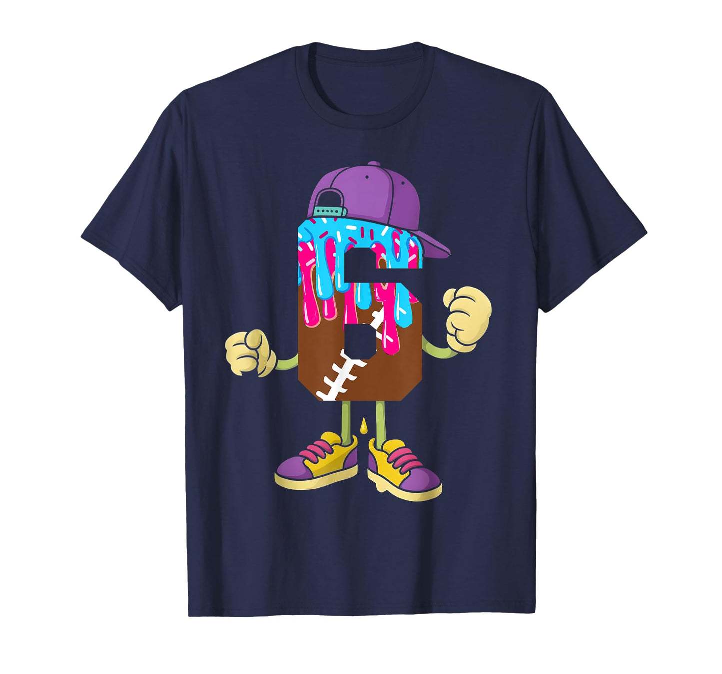 Football 6 Year Old Ice Cream Drip 6th Birthday Boys T-Shirt