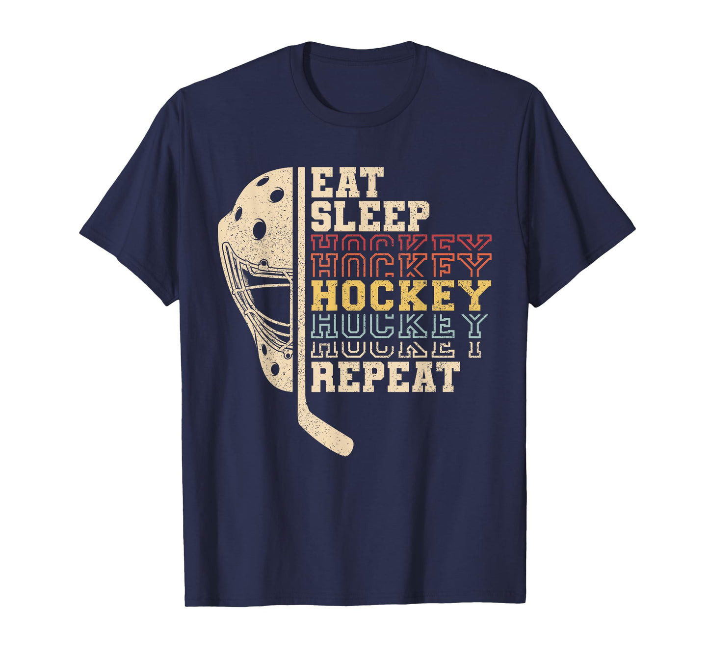 Eat Sleep Hockey Repeat Men Boys Kid Funny Ice Hockey Player T-Shirt