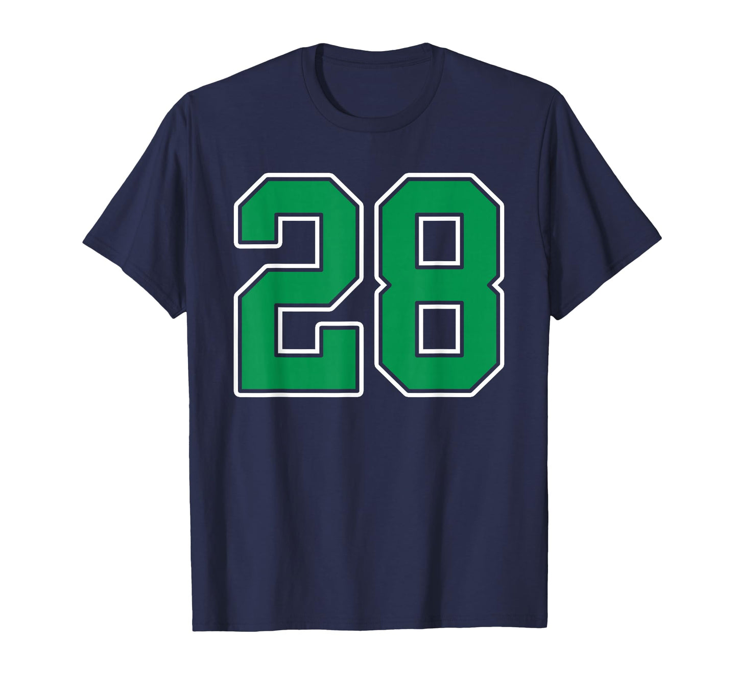 Kelly Green White Number 28 Jersey Player Uniform #28 T-Shirt