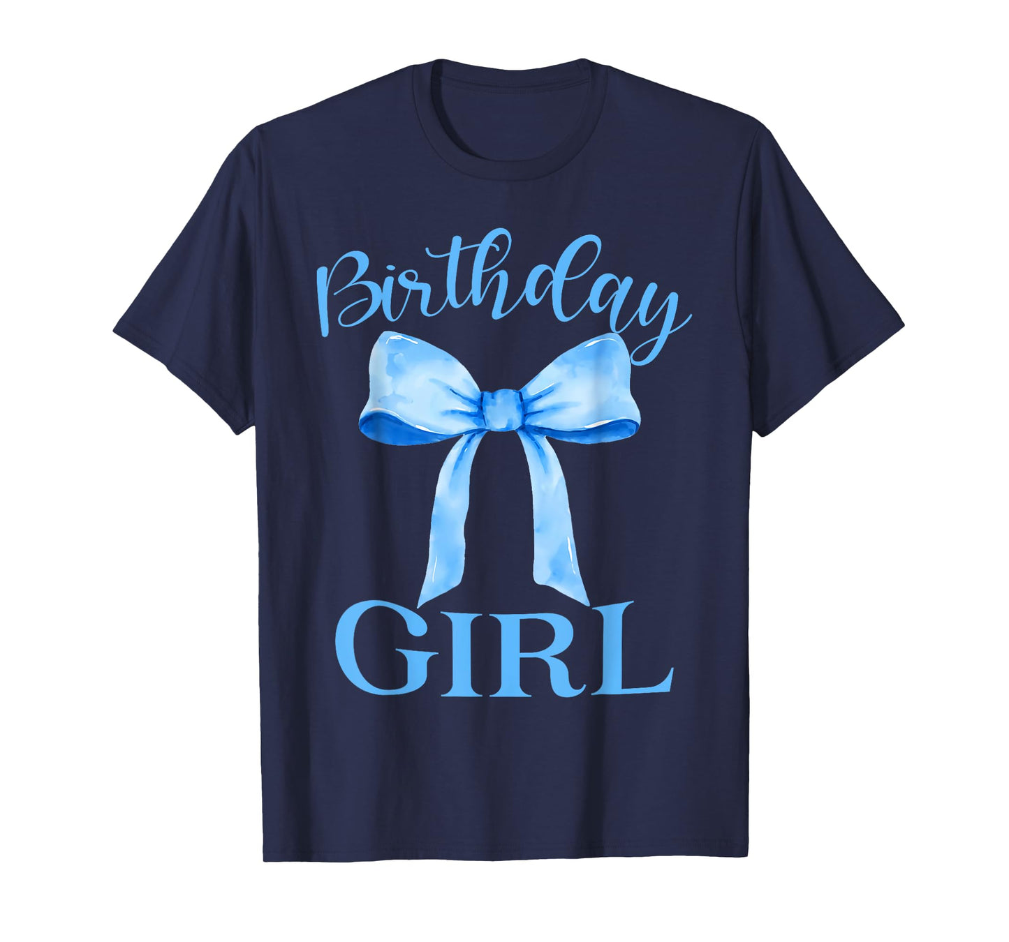 Birthday Girl Blue Coquette Bow Birthday Party Family T-Shirt