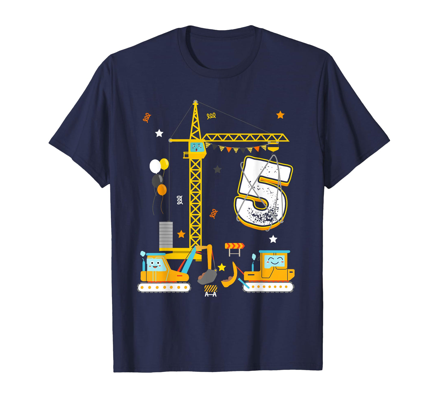 5th Construction Birthday Party Five Year Old Boy 5 Yr T-Shirt