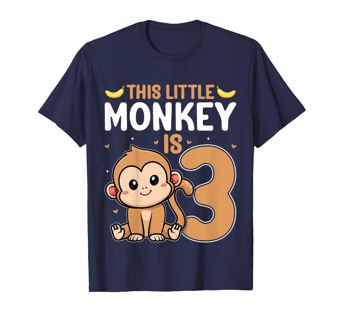 This Little Monkey Is 3 Kids Toddler 3rd Birthday Party T-Shirt