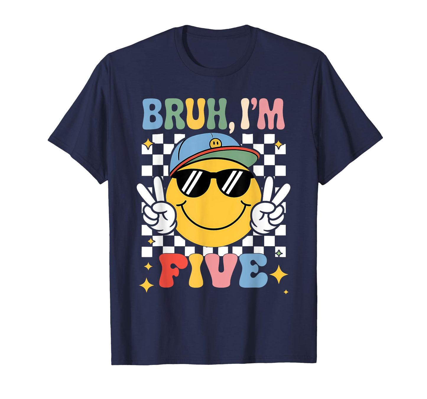 Bruh I'm Five 5 5th Birthday Groovy Boys Girls 5 Years Old T-Shirt