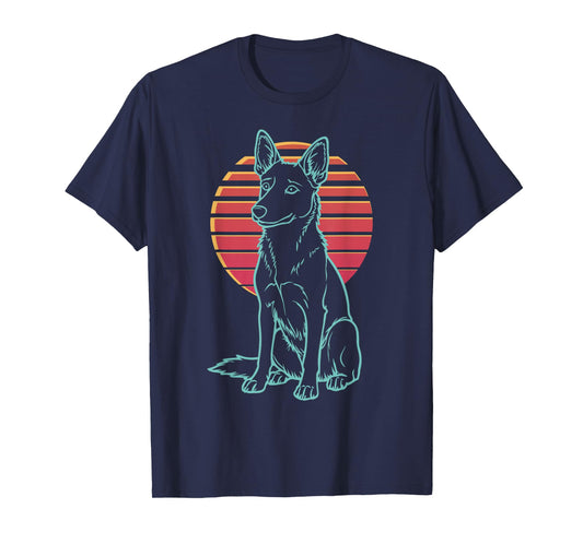 Australian Cattle Dog Blue Heeler Retro Synthwave 80s T-Shirt