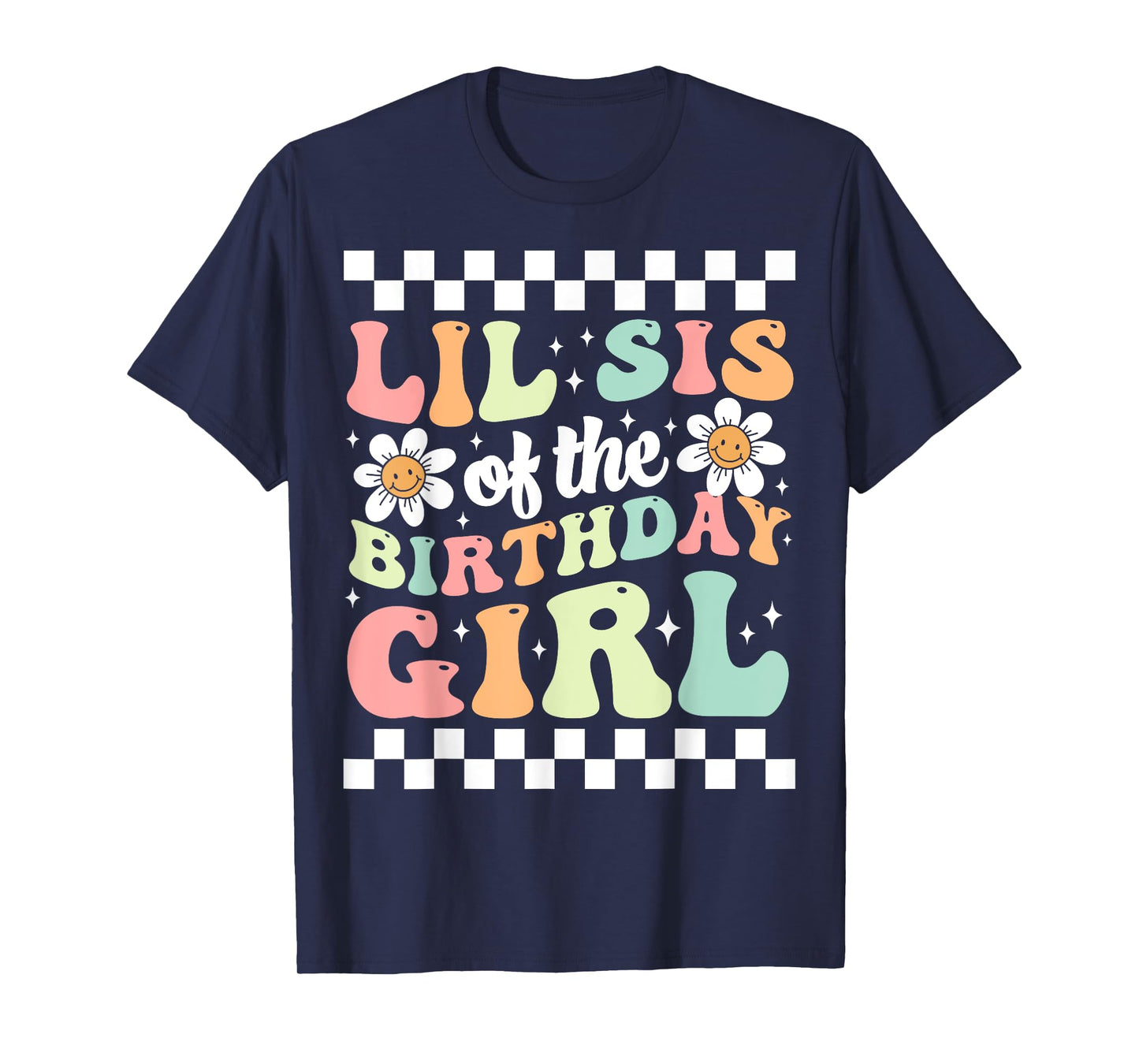 Lil Sis of The Birthday Girl Family Groovy Birthday Party T-Shirt