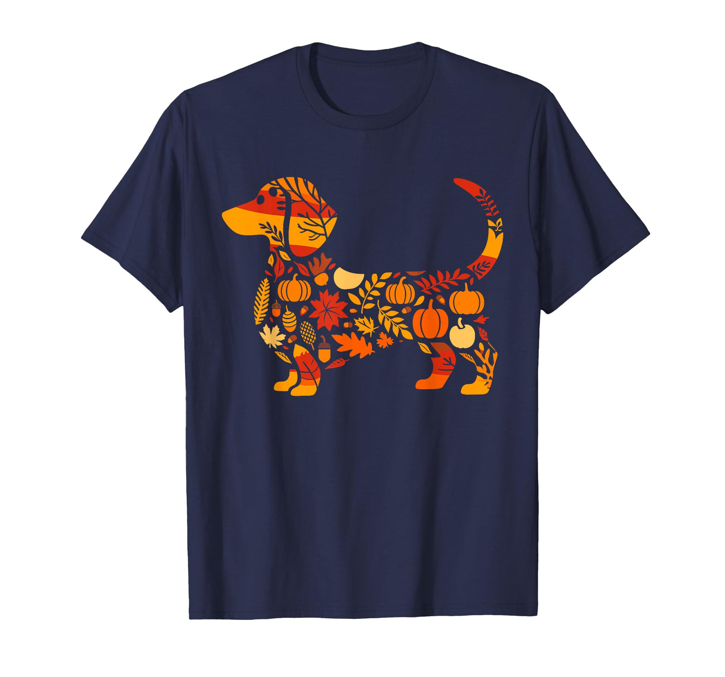 Autumn Pumpkin Fall Dachshund Thanksgiving Womens Mens Kids T-Shirt