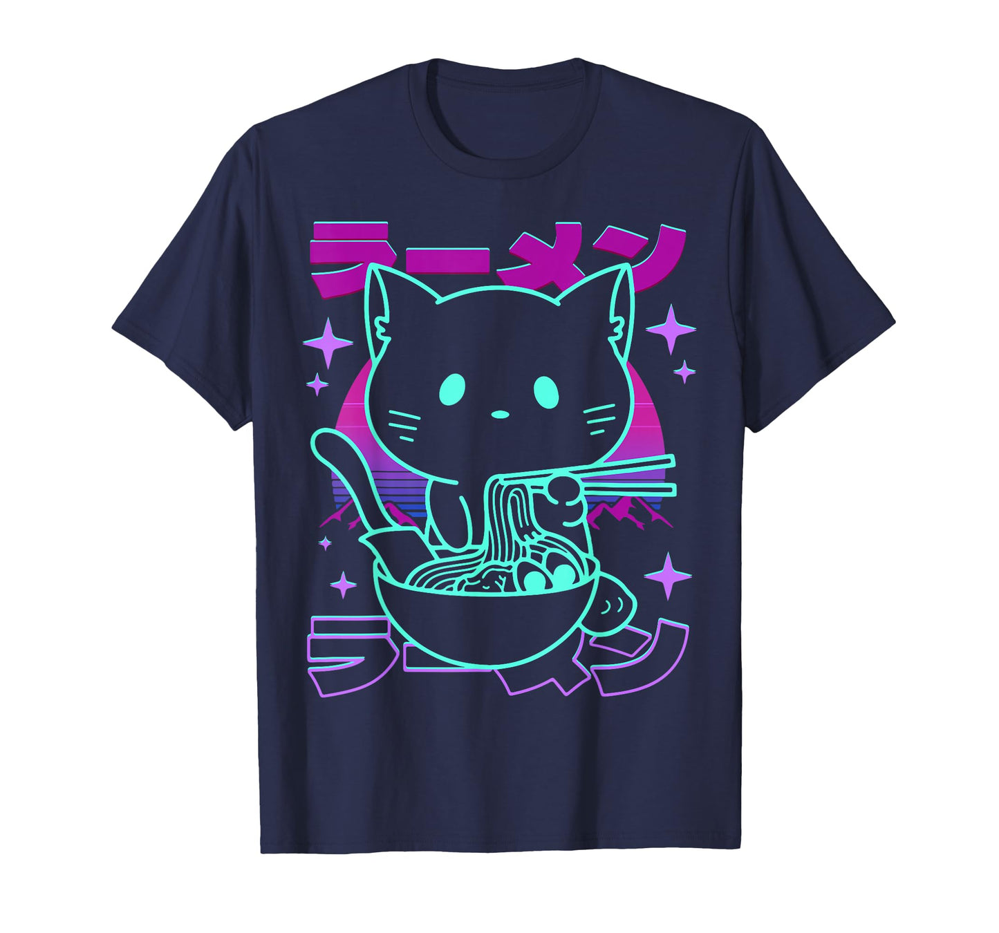 Anime Ramen Cat Retro Japanese Noodles Aesthetic Kawaii cat T-Shirt