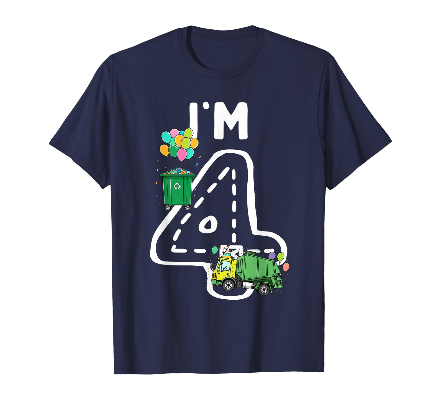 I'm 4 Four Years Old Garbage Truck 4th Birthday Boy Kids T-Shirt
